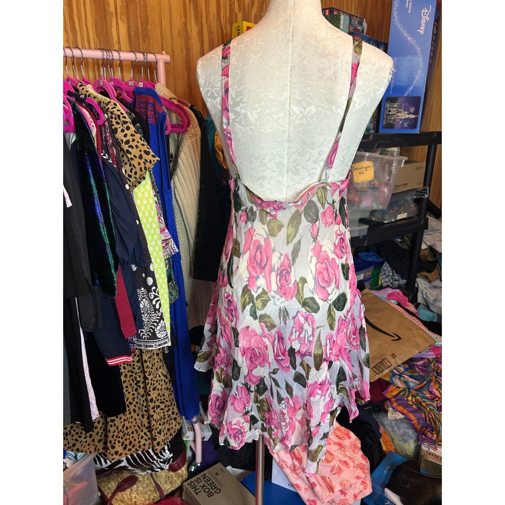 Lasoie SILK Pink Floral Rose Flutter Sleeve Nightgown 2 Piece Lingerie VTG L - Picture 11 of 12